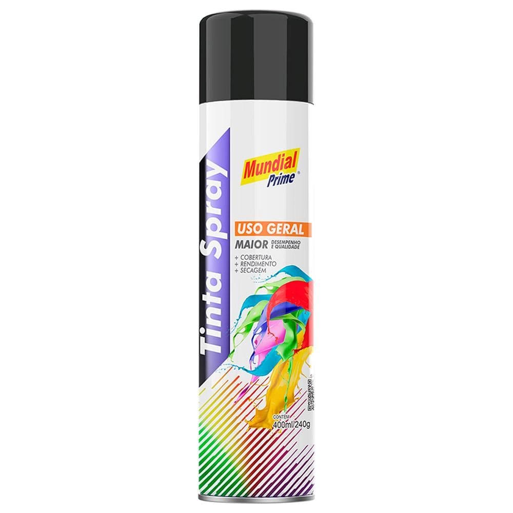 Tinta Spray 400ml Preto Fosco AE01000103  MUNDIAL PRIME