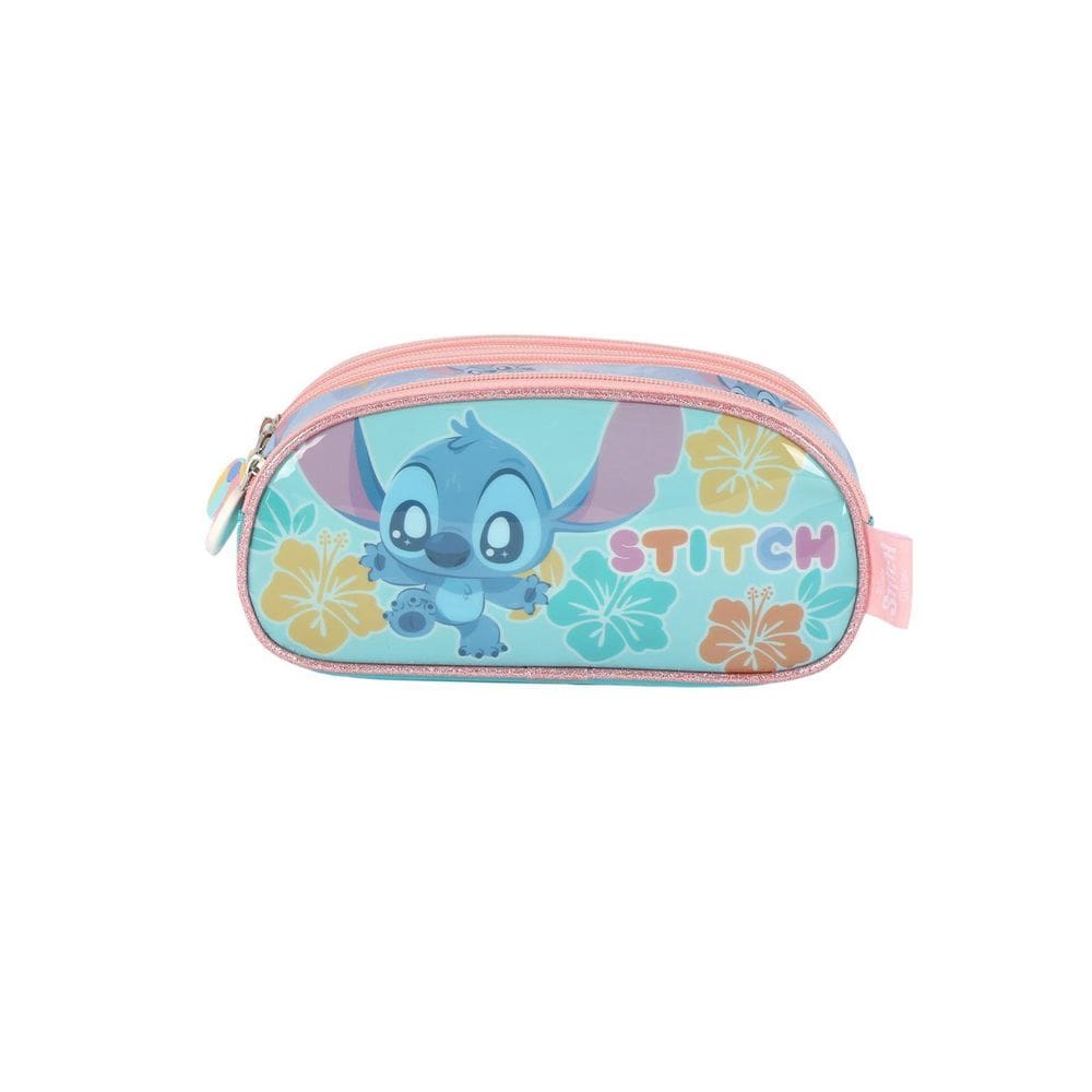 Estojo Triplo Stitch Meninas Escolar Passeio Infantil Disney