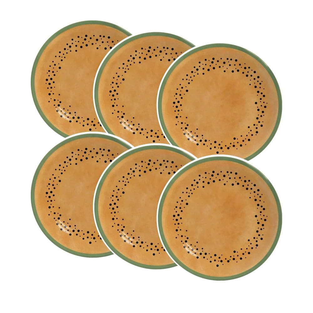 Conjunto de 6 Pratos de Sobremesa Mamão de Cerâmica 21cm - Alleanza