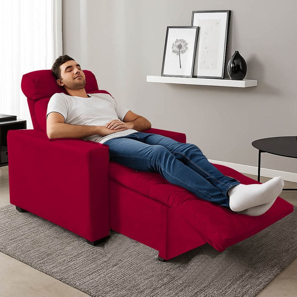 Poltrona Cadeira Do Papai E Mamãe Reclinável Retrátil Para Sala De Descanso Madri Vermelho