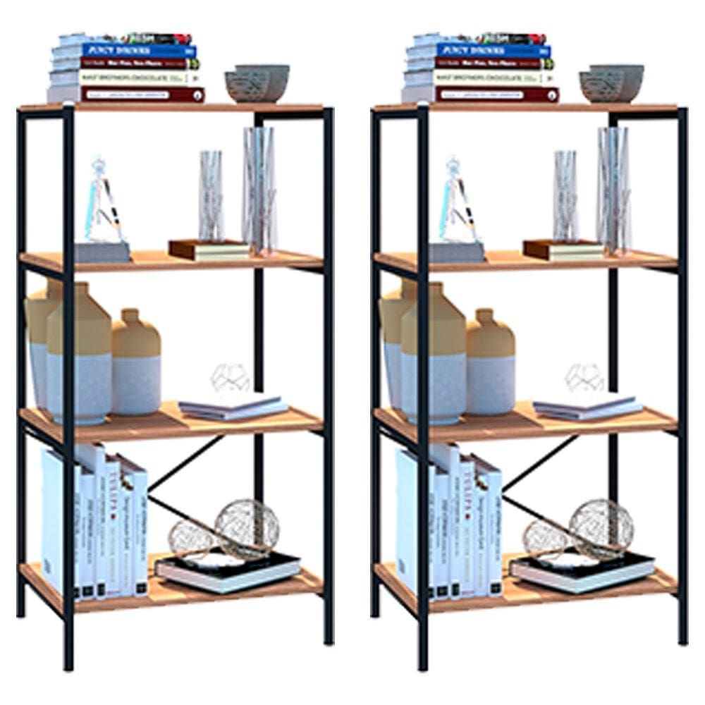 Kit 02 Estantes Livreiro Baixa Multiuso Padova 60cm 4 Prateleiras Demolição - Desk Design
