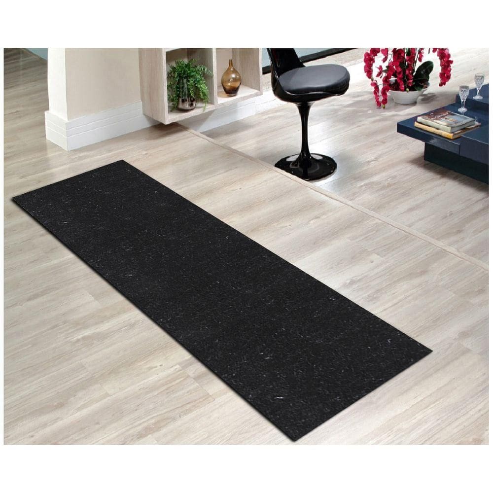 Tapete Passadeira Simples Aveludado 50x400 Borda Sem Costura Preto Mescla