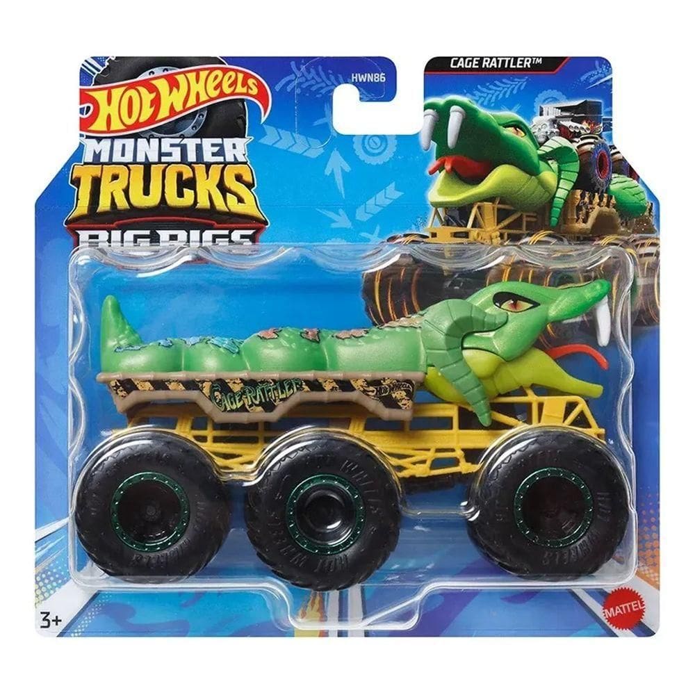 Hot Wheels Super Caminhão Monster Truck Big Rigs Mattel Hvn8 Cage Rattler