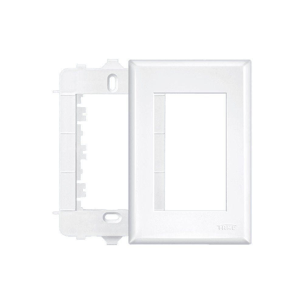 Placa Com Suporte Fame Evidence 4x2 Para 3 Módulos Horizontais Branca