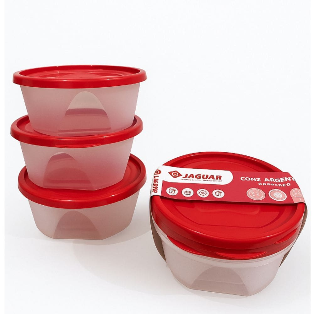 Conjunto Com 3 Potes Redondos Argentina 740ml Jaguar