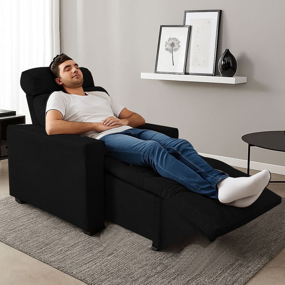 Poltrona Cadeira Do Papai E Mamãe Reclinável Retrátil Para Sala De Descanso Madri Preto