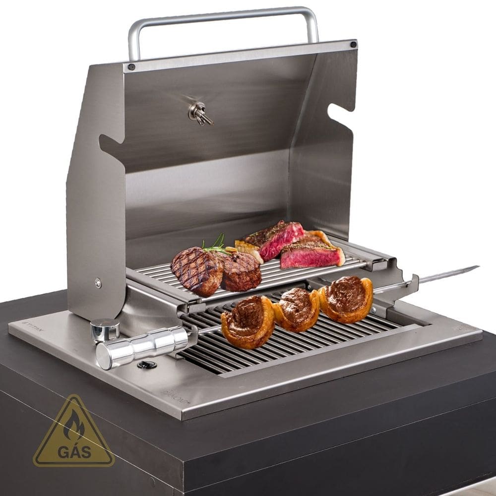 Churrasqueira Grill Gourmet a Gás com Tampa de Embutir Diamond Little Titan