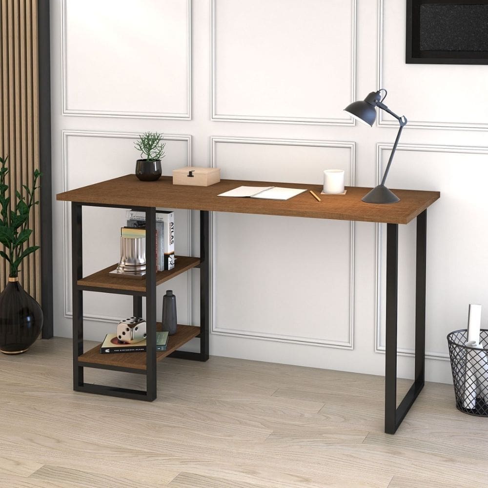 Escrivaninha Aço Com 2 Prateleiras 1,20 Home Office Estudo