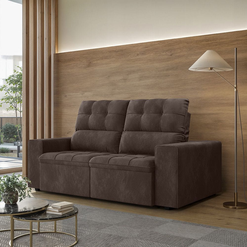Sofa 3 Lugares Retratil Reclinavel 180cm Suede Roma Flash