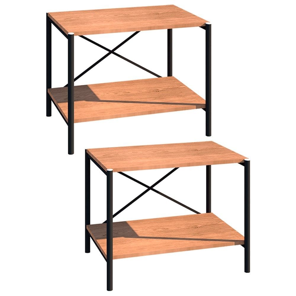 Kit 02 Sapateiras Multiuso Hall de Entrada Padova 60cm 2 Prateleiras Demolição Preto - Desk Design