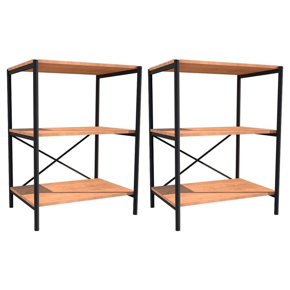 Kit 02 Sapateiras Multiuso Hall de Entrada Padova 60cm 3 Prateleiras Demolição Preto - Desk Design