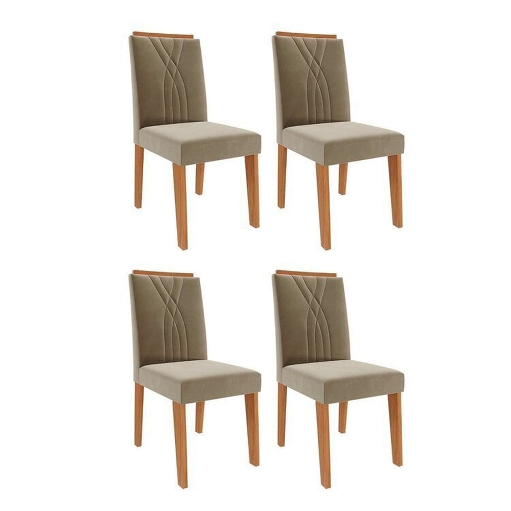 Kit 4 Cadeiras para Sala de Jantar Estofadas Nicole Cinamomo/Joli