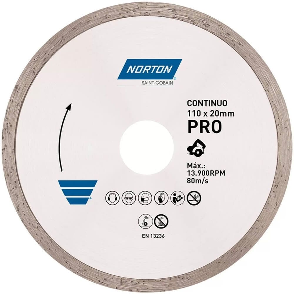Disco Diamantado Pro Contínuo 110x20mm para Serra Mármore - 70184624363 - NORTON