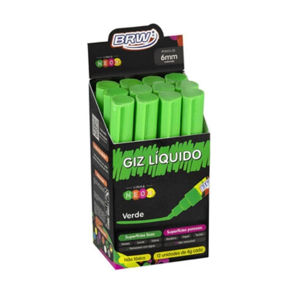 Caixa Caneta Giz Líquido 6mm 4g Evoke Com 12 Unidades Brw Verde