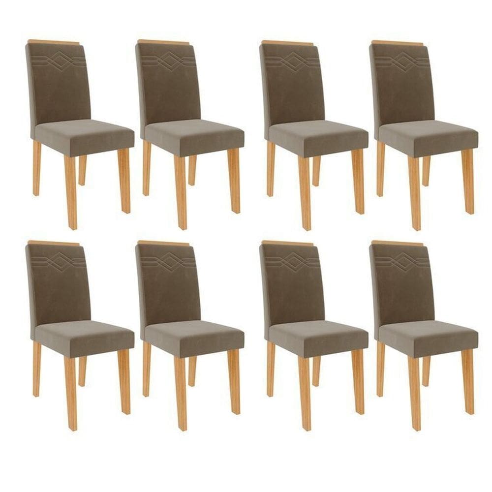 Kit 8 Cadeiras para Sala de Jantar Estofadas Tais Marrom/Joli