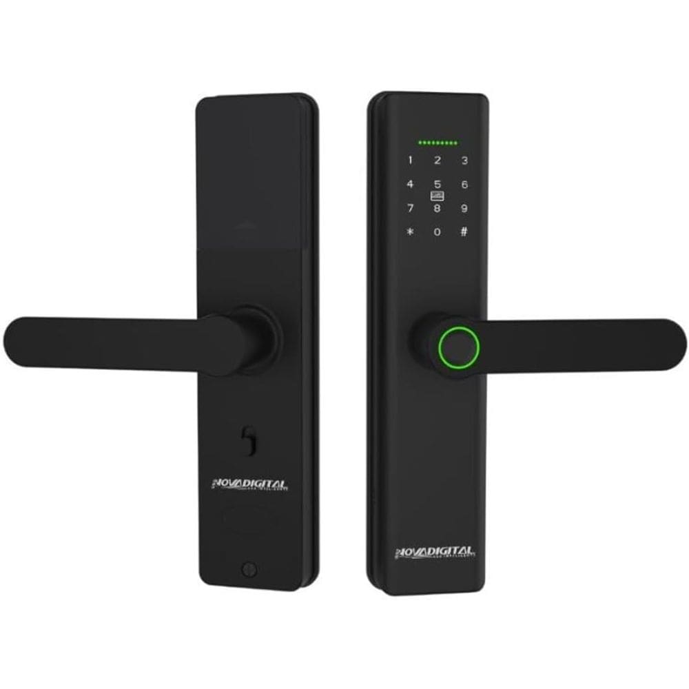Fechadura Inteligente Wifi Slim de Embutir Abertura por Biometria, Senha, Tag, Chave e Remotamente por APP Novadigital