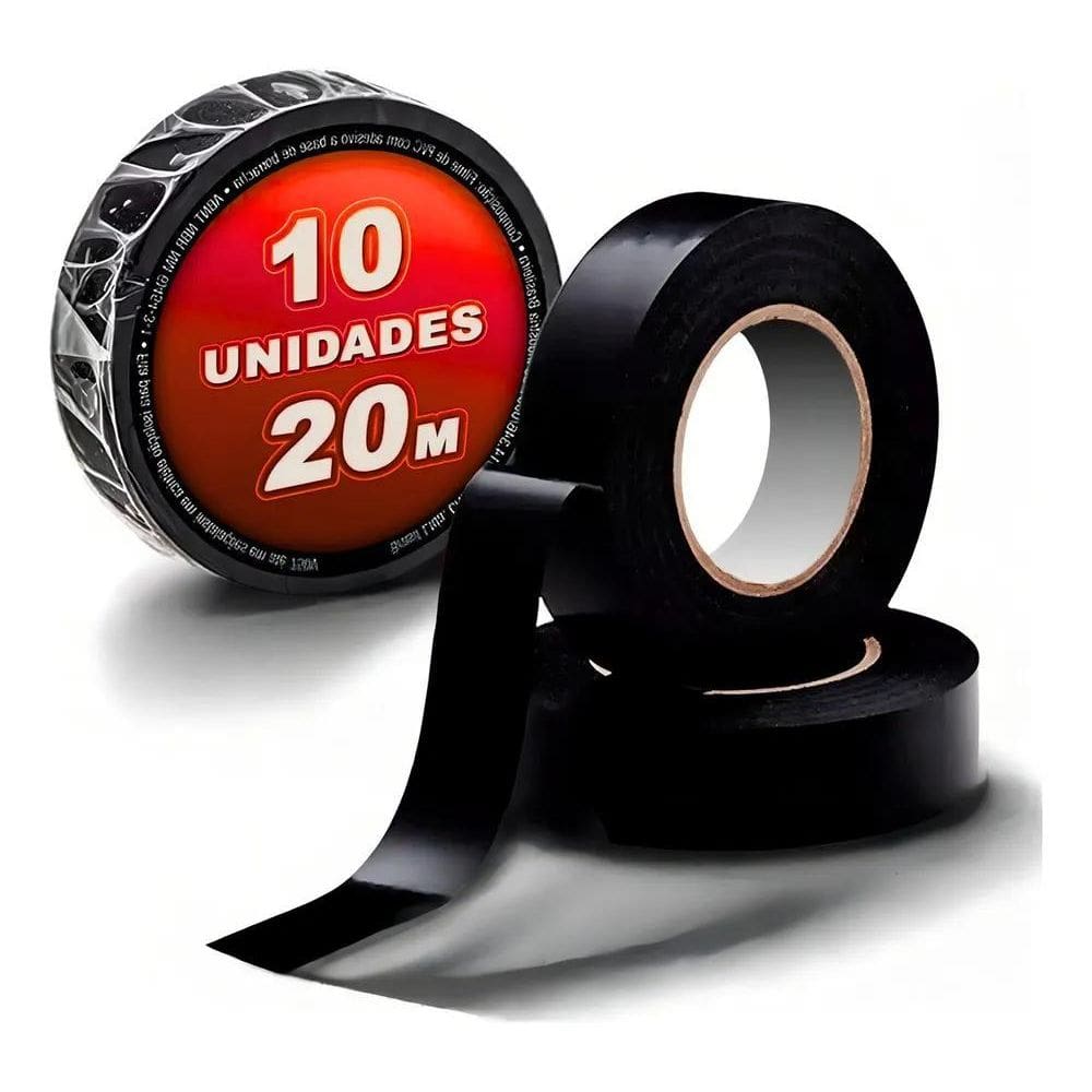 2X Fita Isolante Adesiva Antichamas 20 Metros Kit 10 Rolos