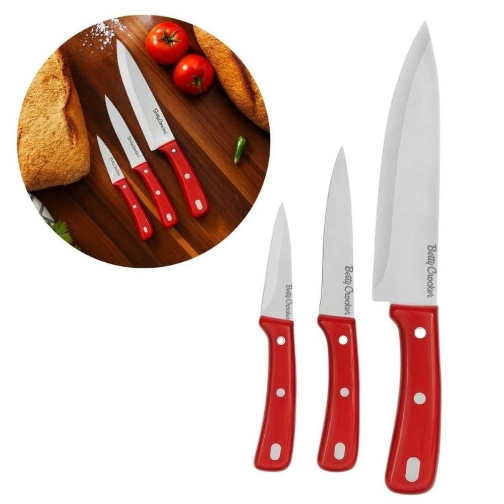 Jogo 3 Facas Carne Legumes Multiuso Cozinha Betty Crocker