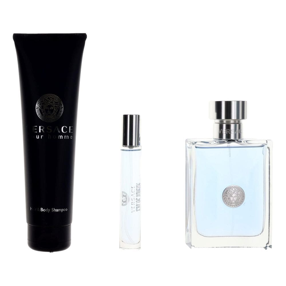 Conjunto de perfume de presente Versace Pour Homme de 3 peças para homens