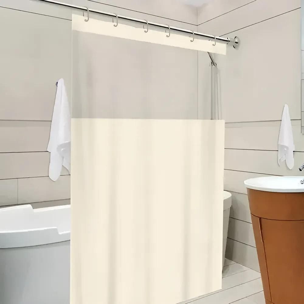 Cortina Box Com Ganchos Antimofo Em Pvc 1,38 X 1,98 Bege