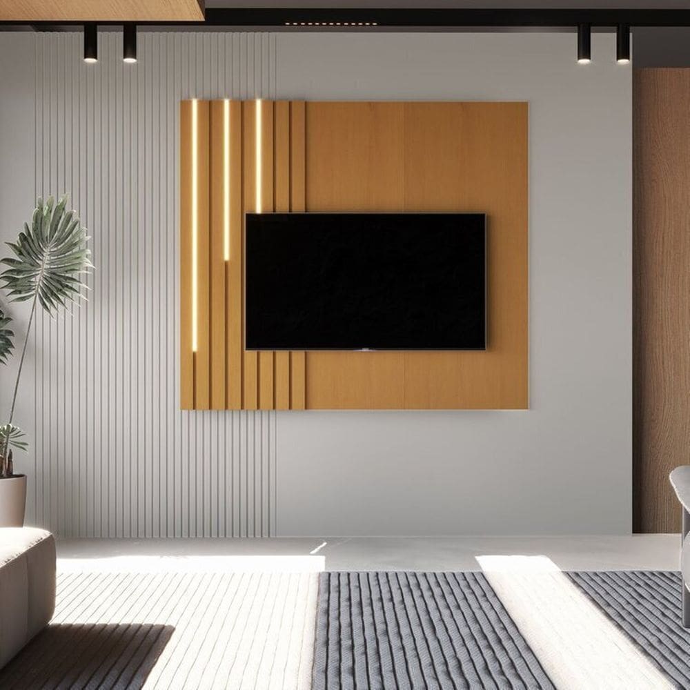 Painel para Tv 58 Polegadas com Led Ripado 140cm Boto Marrom