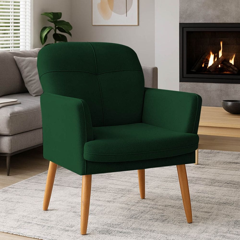 Poltrona Milli com Pés Palito em Madeira Eucalipto Verde