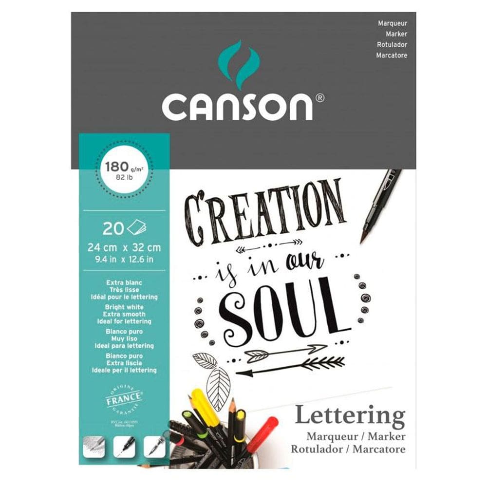 Bloco Marker lettering rotulador 180g com 20 folhas Canson