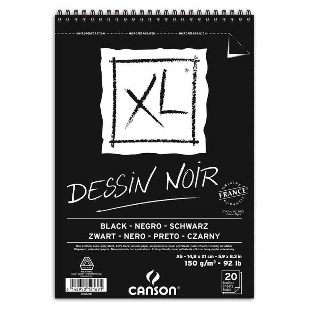 Bloco XL dessin noir black A5 150g com 20 folhas Canson