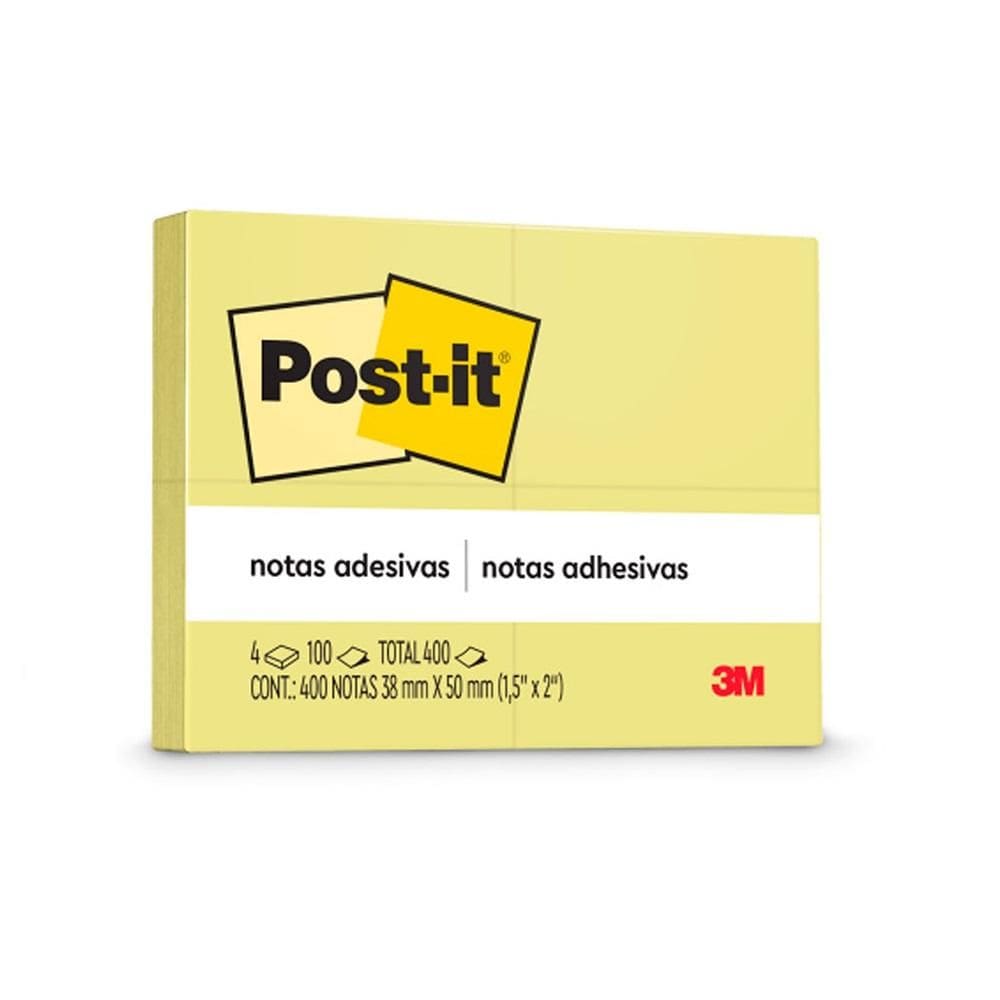 Bloco Post It 653 amarelo com 4 blocos de 100 fls 3M