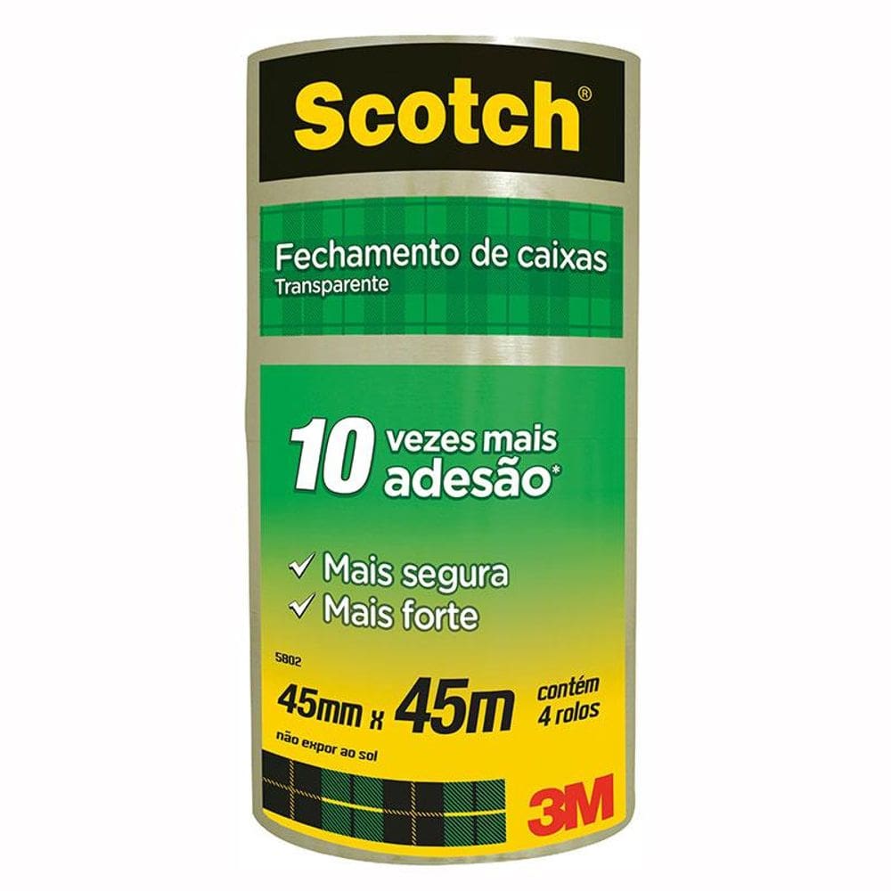 Fita para embalagem transparente 45mmX45m com 4 rolos 5802 - 3M