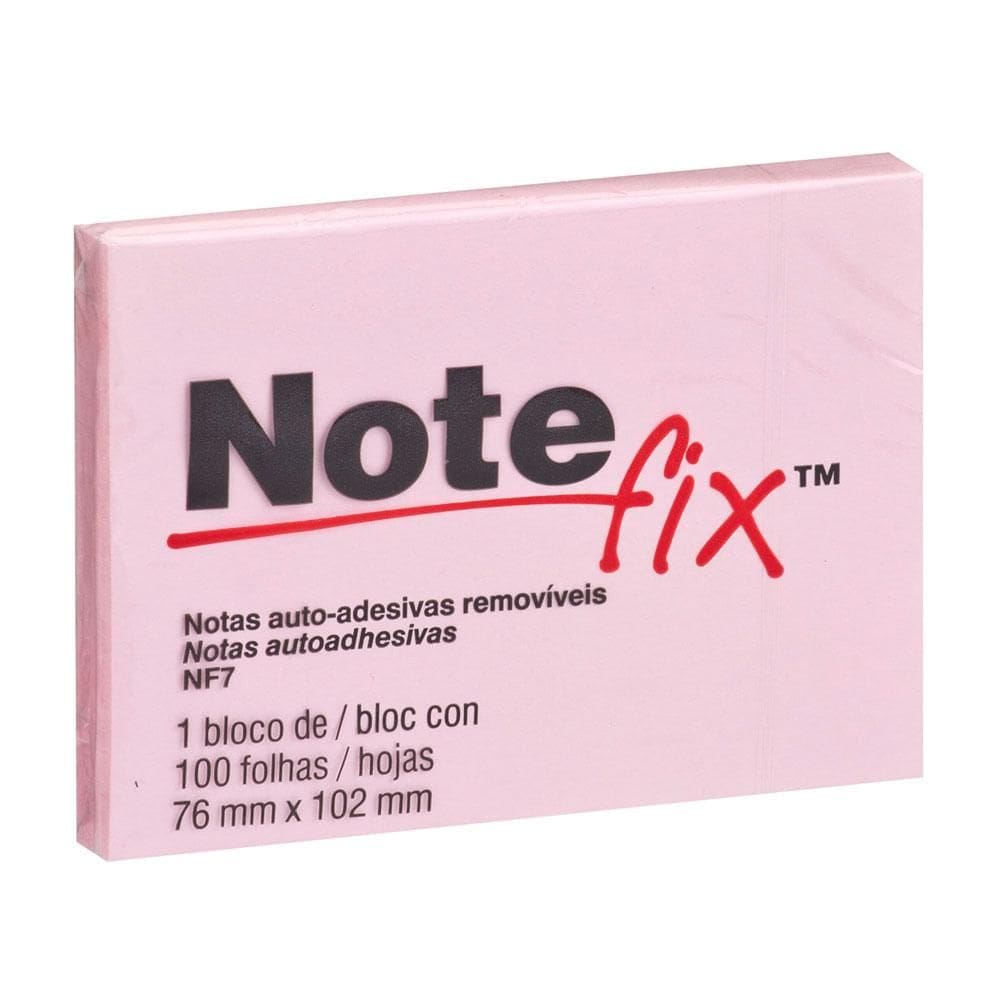 Bloco de notas adesivas Notefix Rosa 76x102mm 100 folhas 3M
