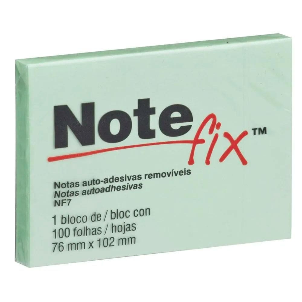 Bloco de notas adesivas Notefix Verde 76x102mm 100 folhas 3M