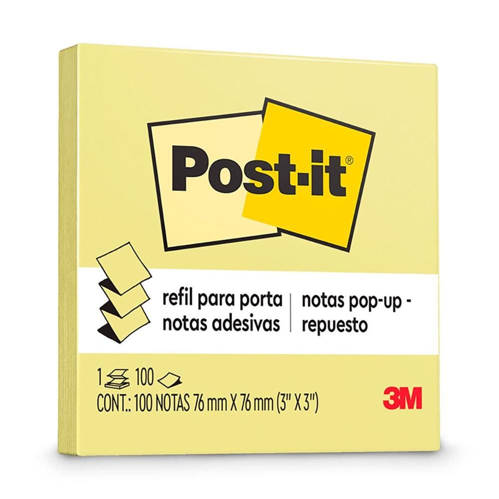 Bloco Post it refil amarelo 76x76mm 100 fls 3M