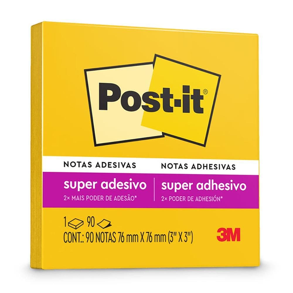 Bloco Post it amarelo sol 76x76mm 90 fls 3M