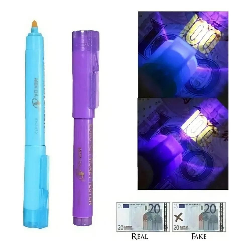 2X Kit Com 10 Canetas Para Identificar Notas Dinheiro Falsas