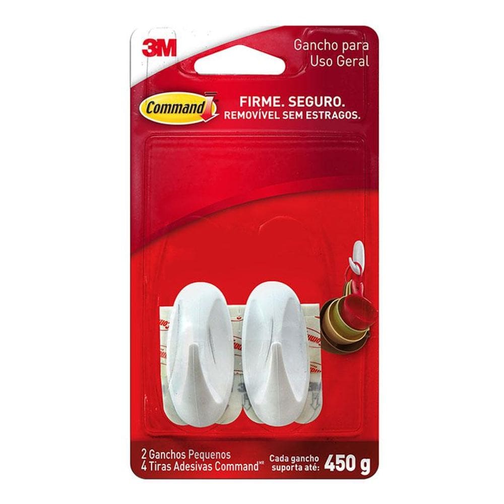 Gancho adesivo design Command branco pequeno 2 unid 3M