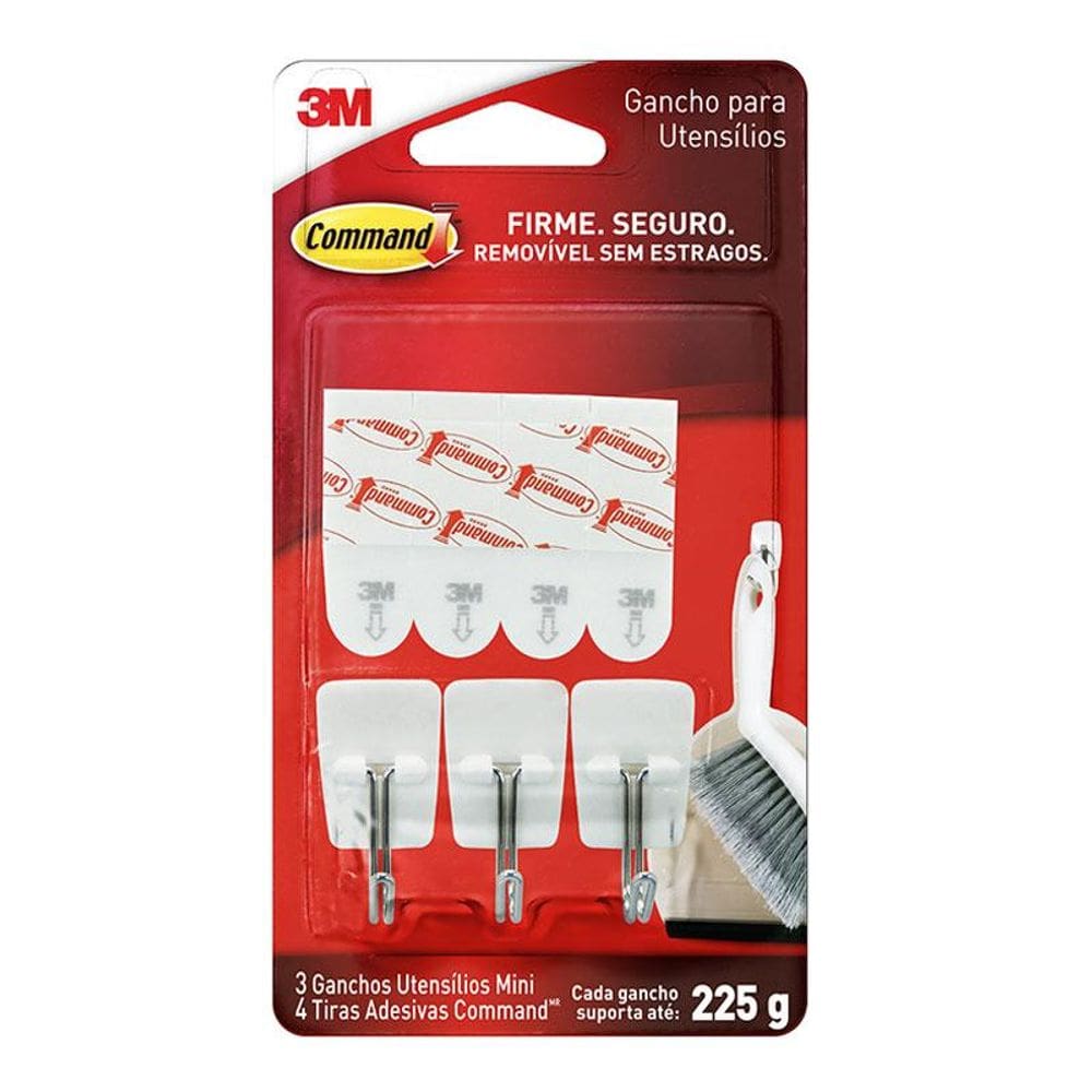 Gancho adesivo mini branco utensílios Command com 3 unidades H0002224865 3M