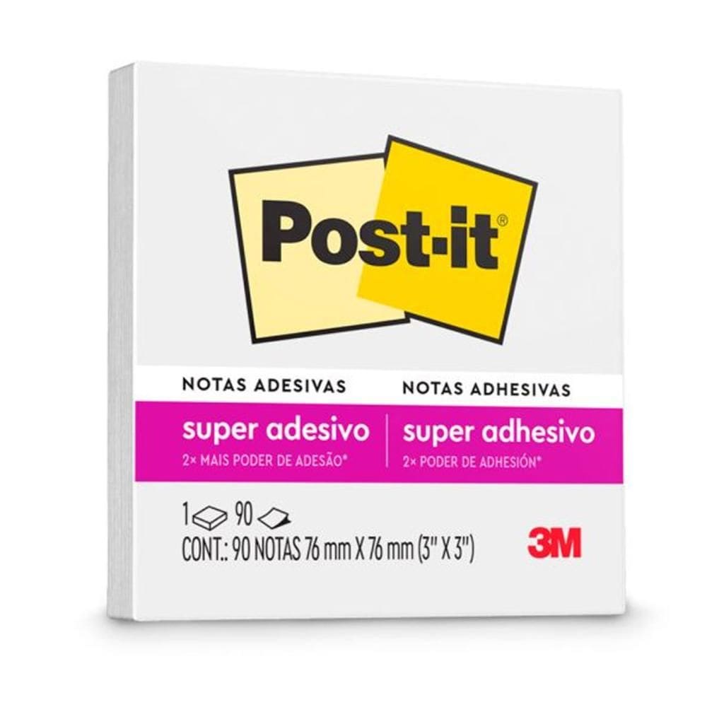Bloco de notas adesivas Pos-it Branco Neve 76x76mm 90fls 3M