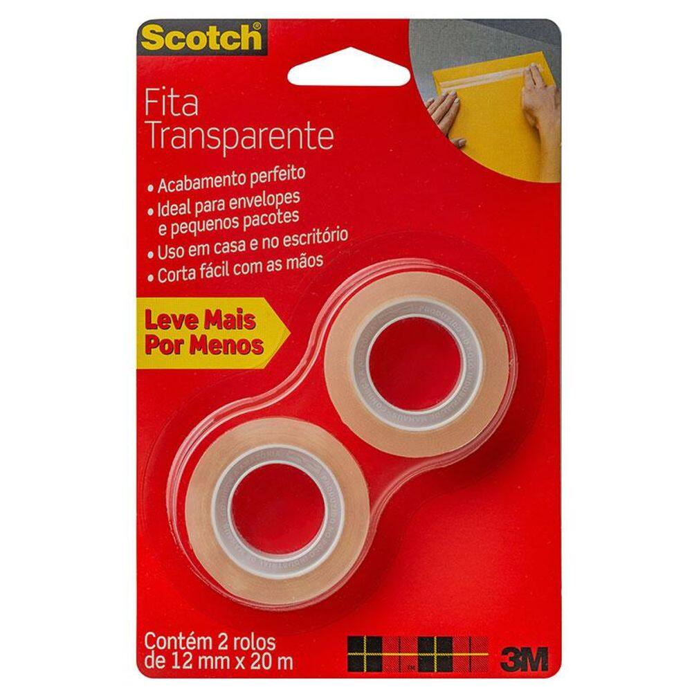 Fita Scotch transparente c/ 2 rolos 12mmx20m 3M