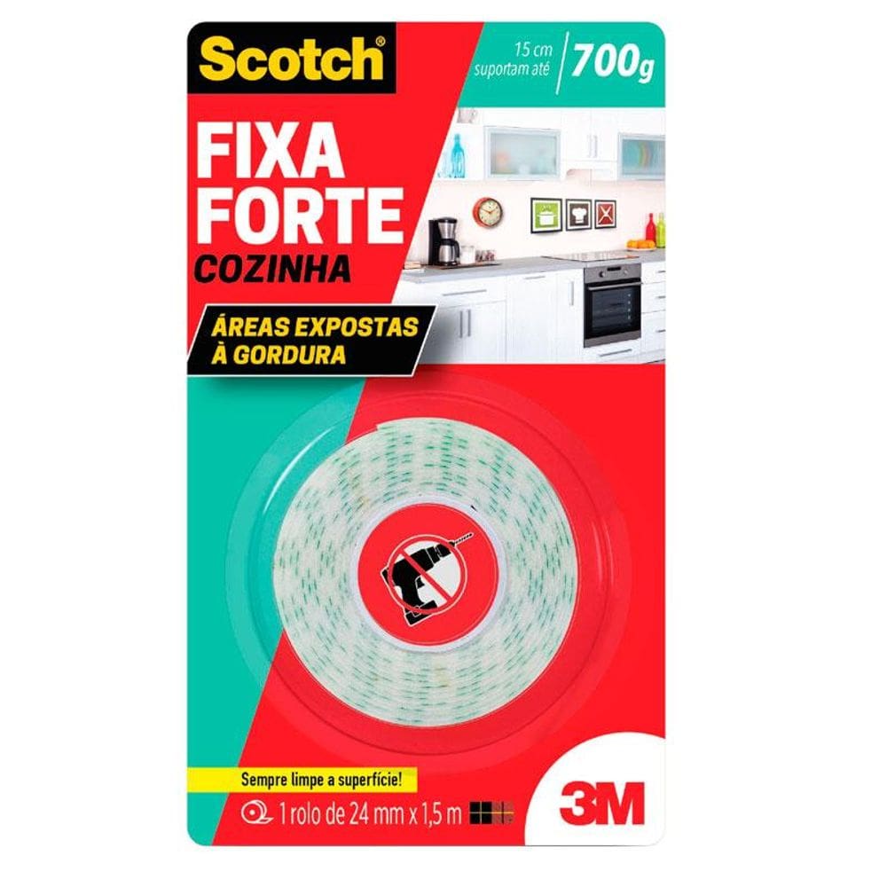 Fita dupla face espuma cozinha 24mmx1,5m 3M