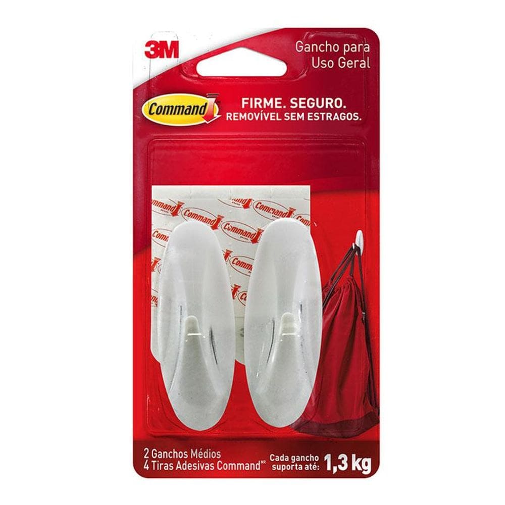 Gancho adesivo médio branco Command com 2 unidades H0002040865 3M