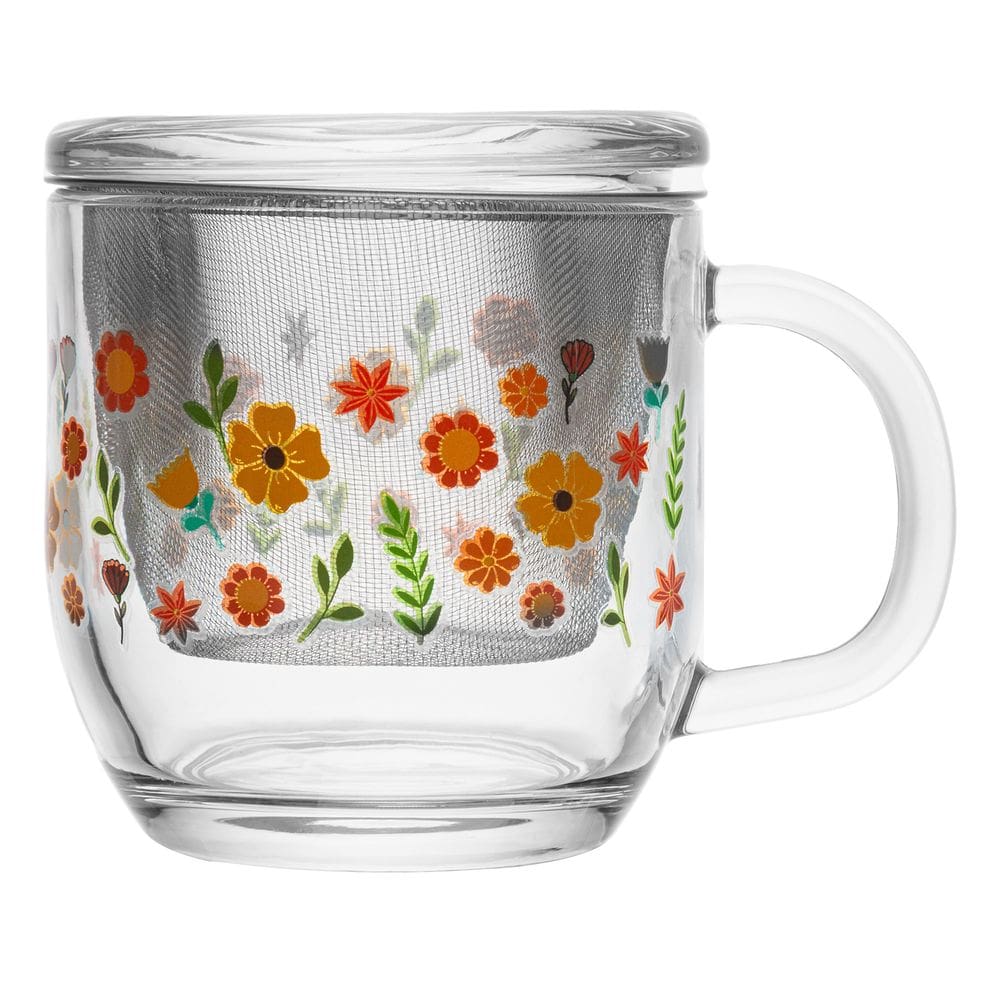 Caneca com Infusor Chá e Tampa Primavera com Flores Lilás 33