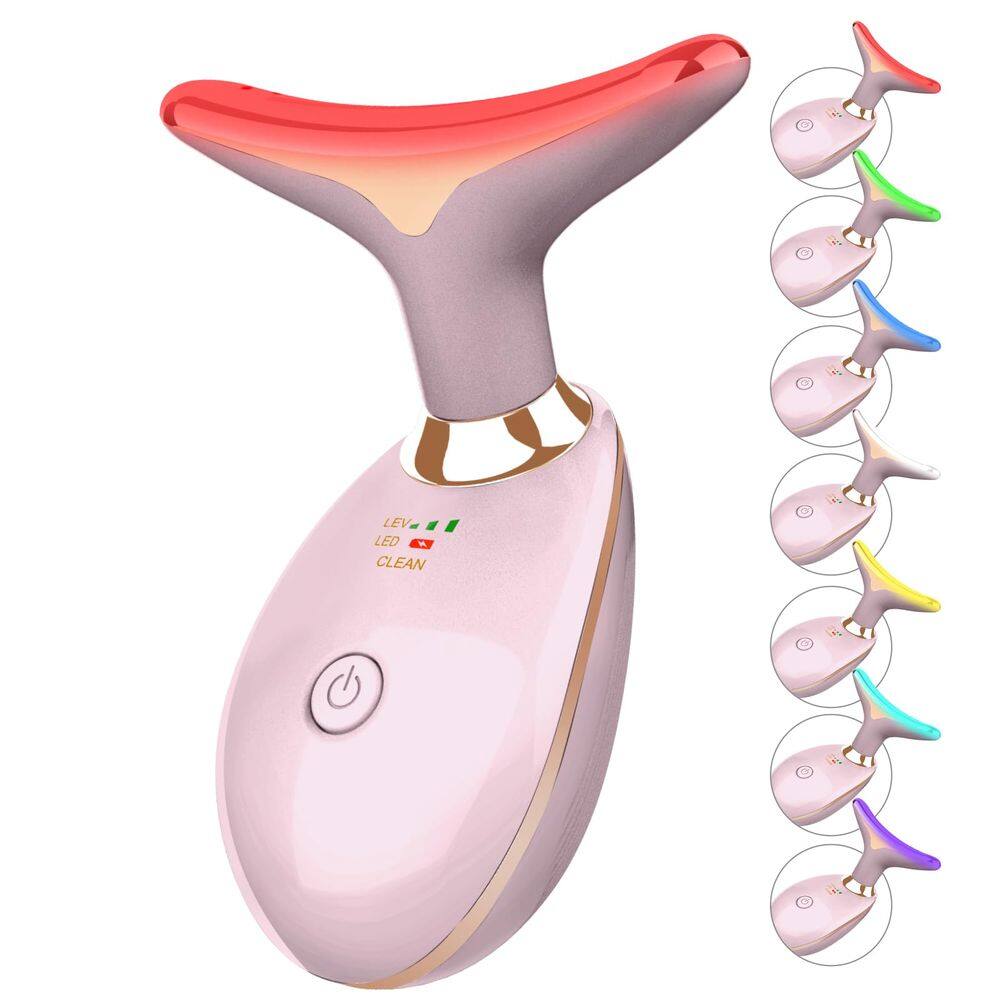Massageador de rosto e pescoço ELISHINE 7 Color Light Therapy Pink