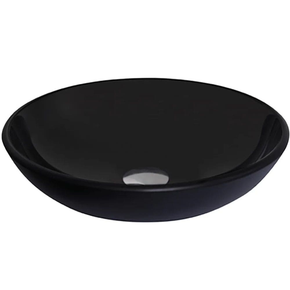 Cuba de Apoio de Vidro Temperado com Válvula 35 cm Preta - 038-8 - CRIS-METAL