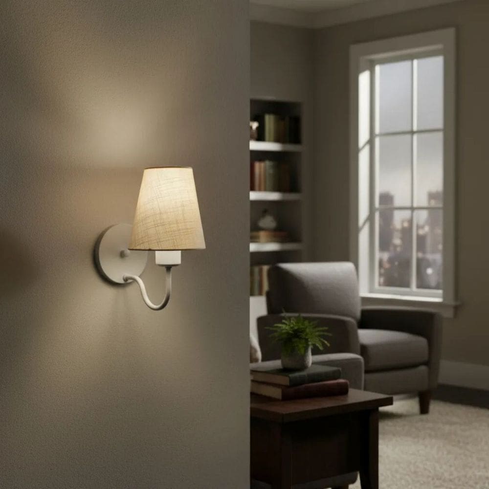 Arandela de Parede Vivare AR-2035BRLP Cúpula em Tecido Palha