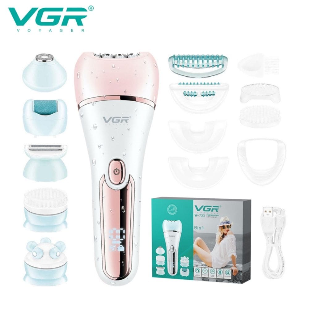 Depiladora elétrica de cabelo VGR 6 em 1 para mulheres rosa
