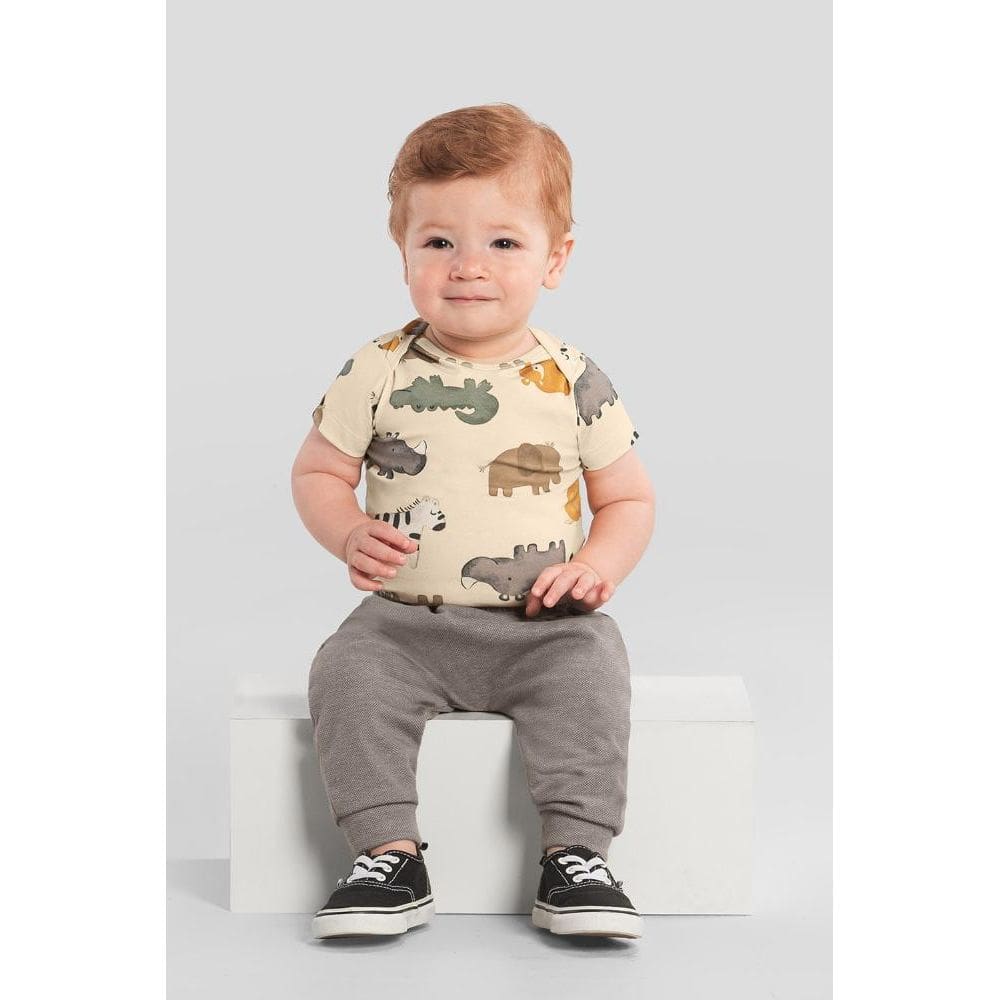 Body bebê menino de bichinhos Brandili Baby