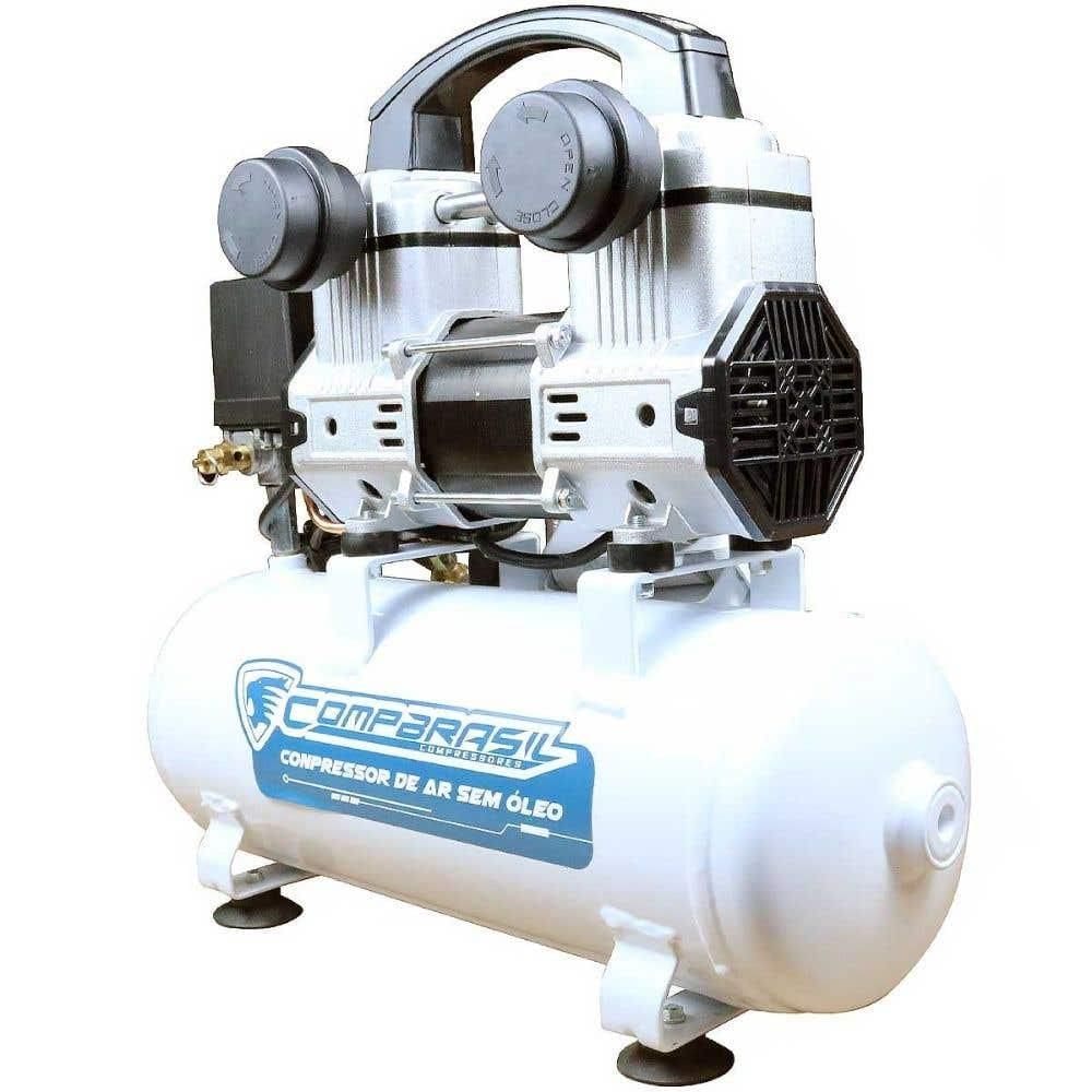 Compressor de Ar Portátil 5,2 Pés 8 Litros 1,1 HP Silencioso Isento de Óleo 1100-8L COMPBRASIL