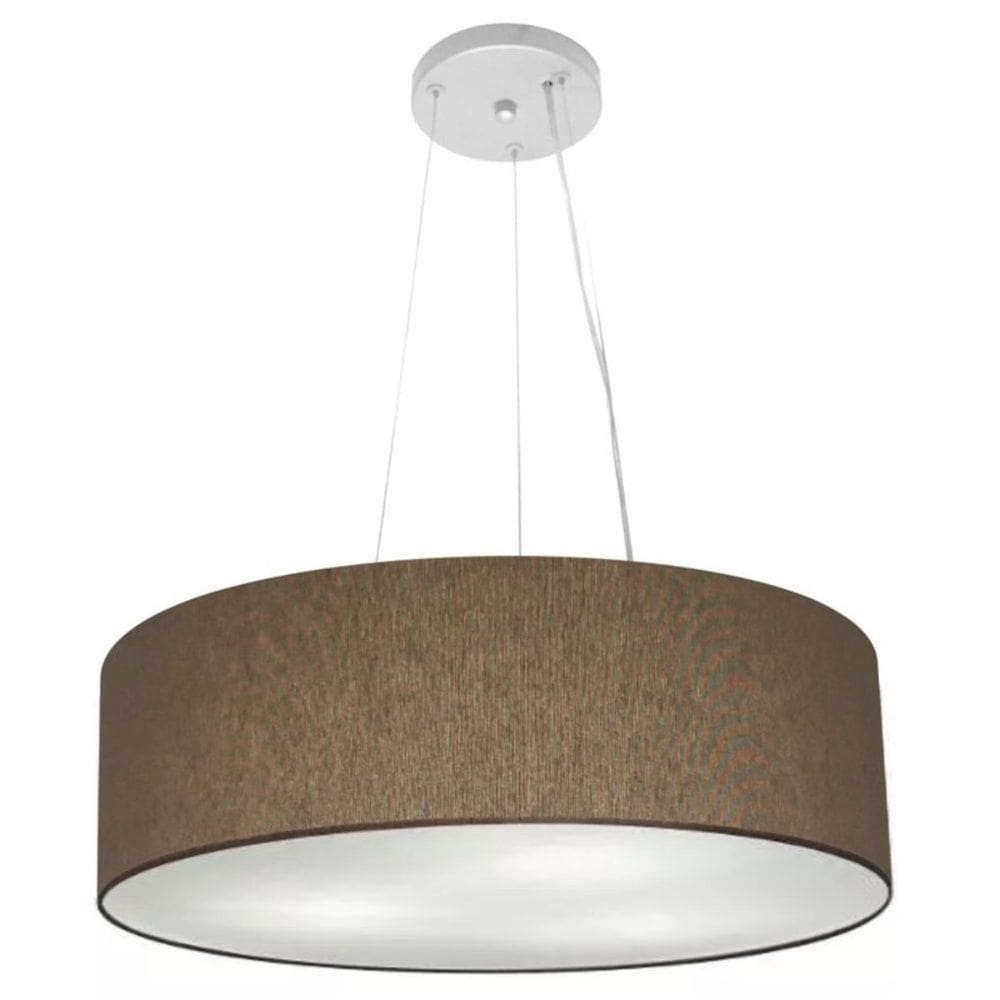 Lustre Pendente Cilíndrico Vivare Md-4134 Cúpula em Tecido 50x15cm - Caqui - Bivolt