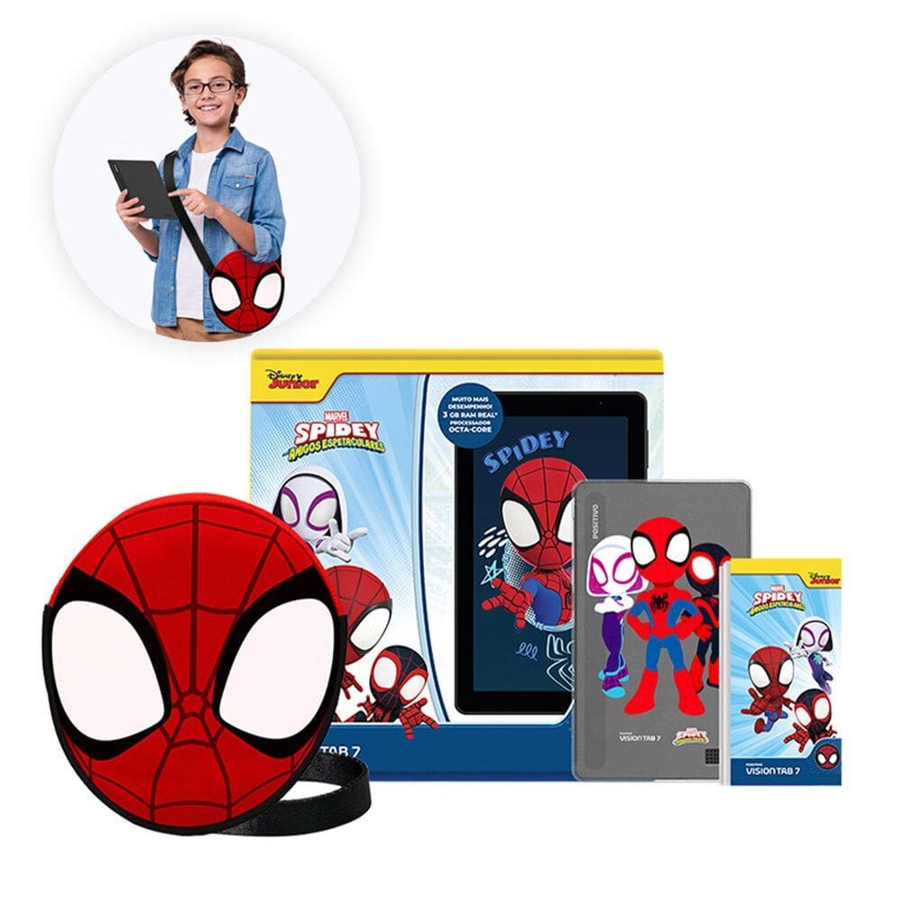 Tablet Vision T307SPF Tab 7 Spidey 64 GB 7 Wi-Fi Capa e Bolsa Positivo